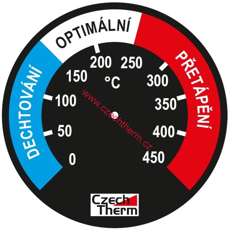 Teploměr spalin pro vertikální jímku 100mm průměr ciferníku 